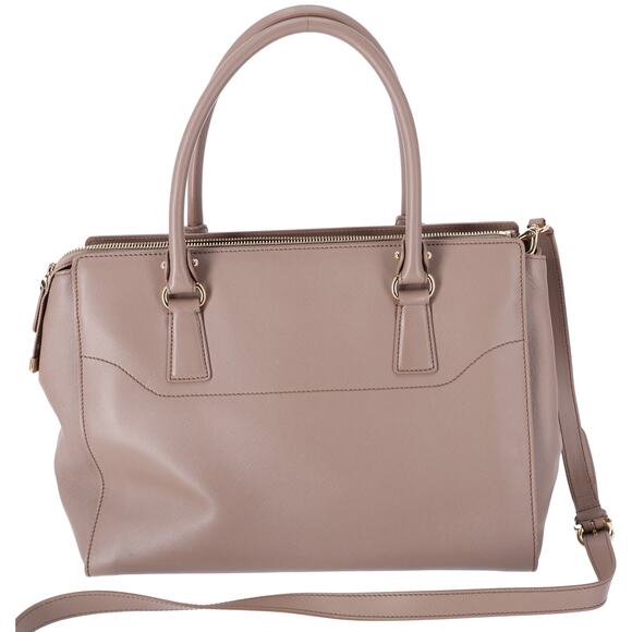 Salvatore Ferragamo Beky Triple Compartment Tote Taupe Saffiano Leather - Picture 3 of 8
